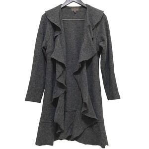 Fenn Wright‎ Manson Open Ruffle Front Cardigan Sweater Duster Wool Blend 1X